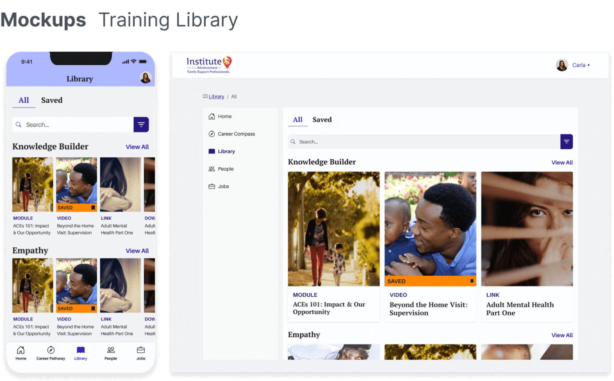 Mockups: Training Librarys