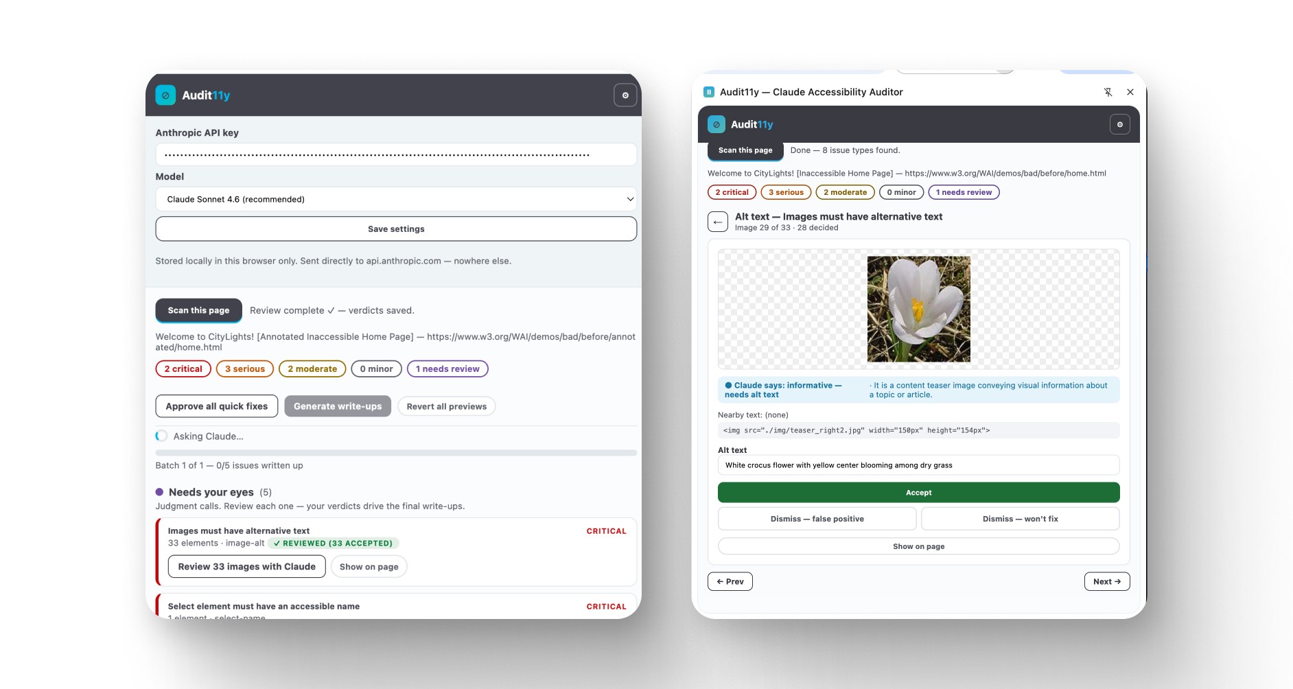 The first Fix Fest interface showing audit results and an AI-assisted alternative-text review